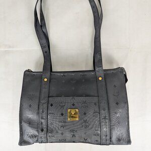 Authentic MCM Visetos Nylon Shopper tote bag black Made in Germany.